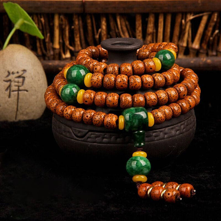 Buddha Stones 108 Perlen Mala Bodhi Seed Jade Harmony Armband