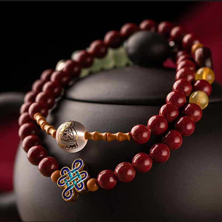 Buddha Stones, chinesisches Sternzeichen, Natal-Buddha, roter Achat, kleines Blatt, rotes Sandelholz, Zinnober-Amulett, Segen, doppelt gewickeltes Armband