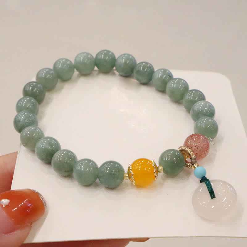 Cyan Jade Lotus Kürbis Wunsch Frieden Schnalle Amethyst Kristall Heilung Armband