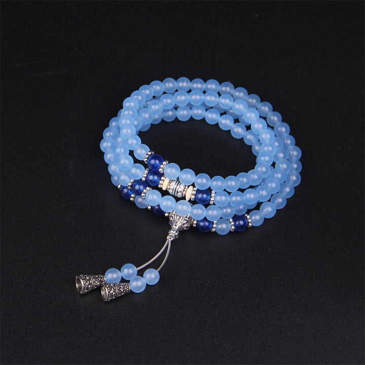 108 Perlen Blaues Kristall-Heilarmband Mala