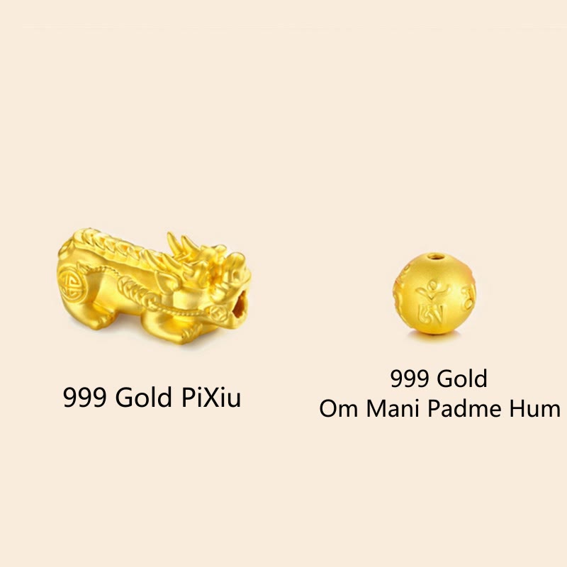 Buddha Stones 999 Gold PiXiu Om Mani Padme Hum Reichtumsschnur geflochtenes Paararmband