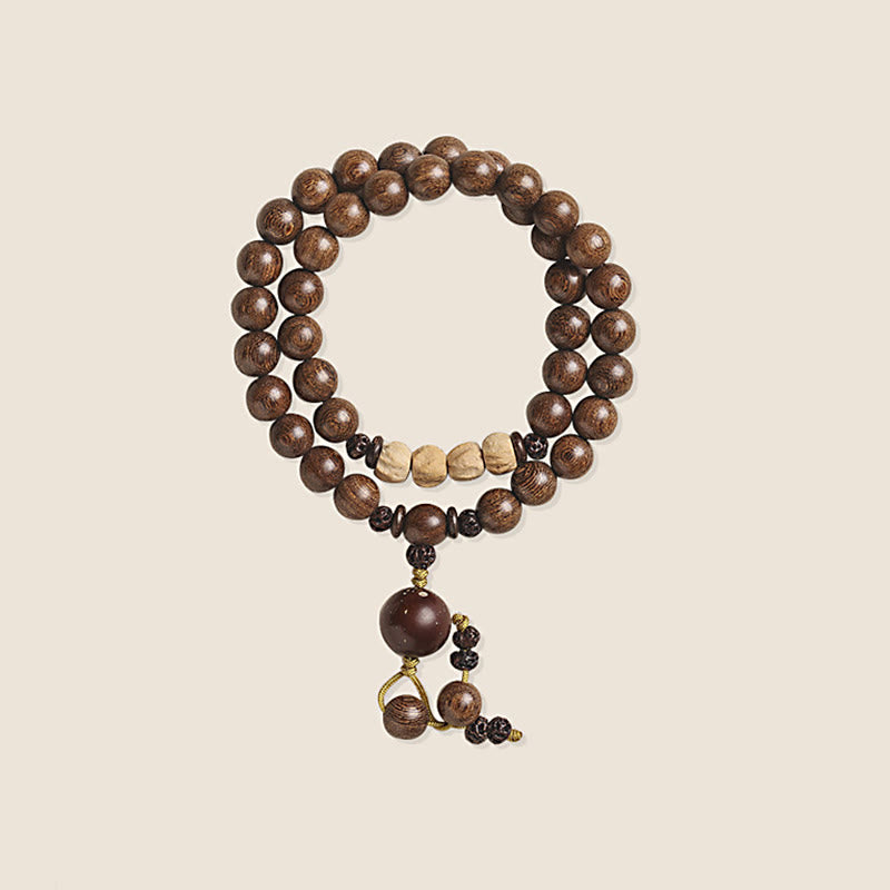 Buddha Stones, Sandelholz, kleines Blatt, rotes Sandelholz, Bodhi-Samen-Reinigung, doppelt gewickeltes Armband