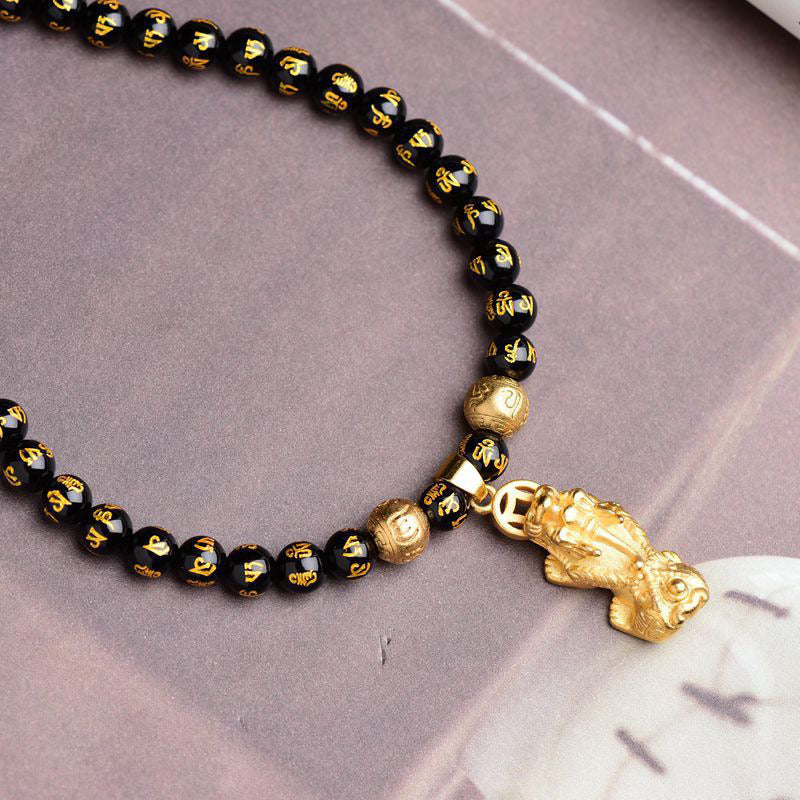 FengShui Obsidian PiXiu Reichtum Halskette