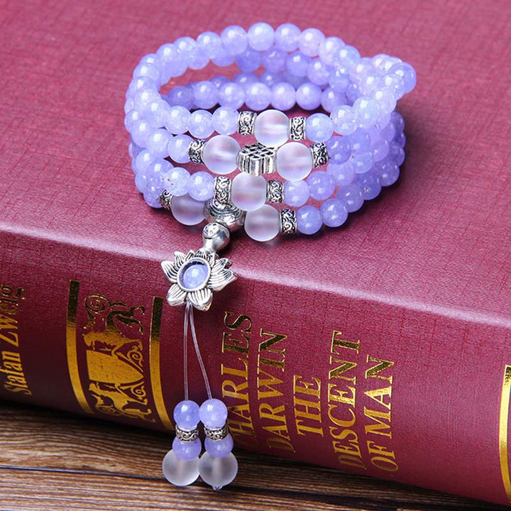 Buddha Stones Lila Jaspis Perlenstärke Armband Mala