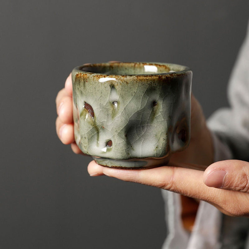 Buddha Stones, handgefertigt, einfache rissige Eisstruktur, chinesische Jianzhan-Keramik-Teetasse, Kung-Fu-Teetasse