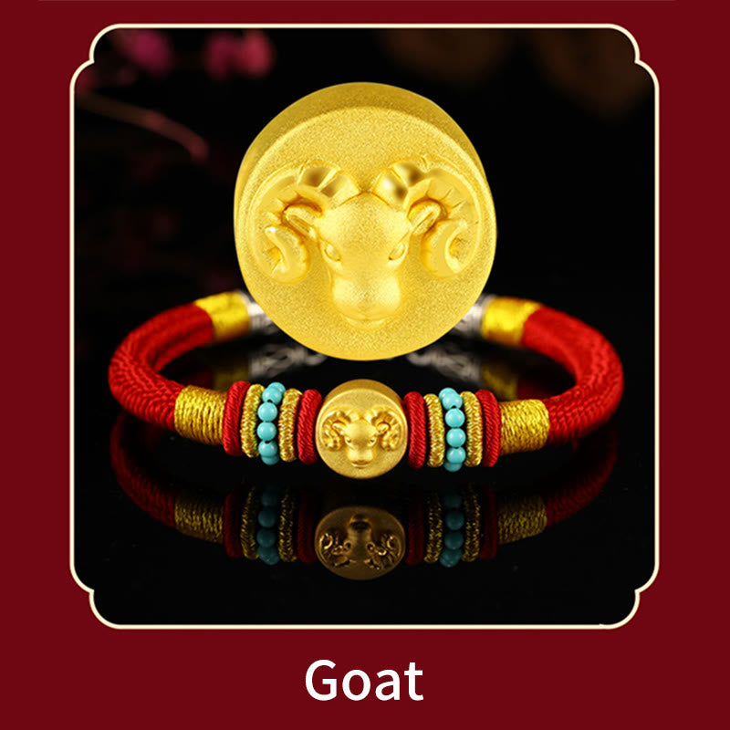 Buddha Stones 999 Gold Chinesisches Sternzeichen Om Mani Padme Hum King Kong Knotenschutz Handgefertigtes Armband