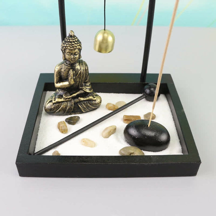 Buddha-Statue, Steine, Meditation, Frieden, Zen-Garten-Set, Heimdekoration
