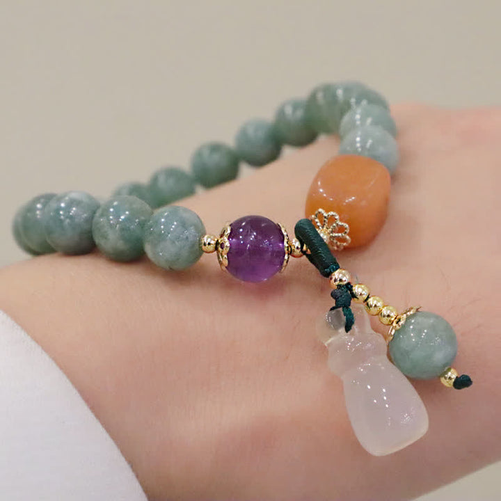 Cyan Jade Lotus Kürbis Wunsch Frieden Schnalle Amethyst Kristall Heilung Armband