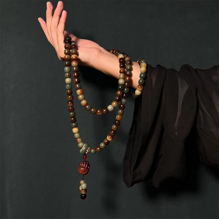 Buddha Stones, 108 Mala-Perlen, Bodhi-Samen, Frieden, Weisheit, Armband, Handgelenk-Mala, Taschen-Mala