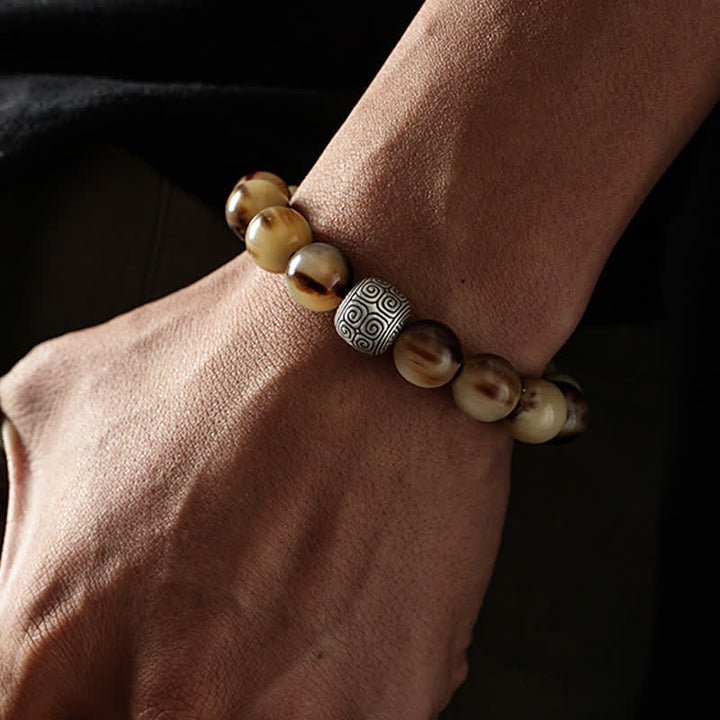 Tibetisches Yak-Knochen-Stärke-Balance-Armband aus 999er-Sterlingsilber