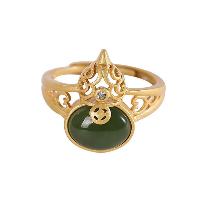 Verstellbarer Ring mit Buddha Stonesn, Kürbis, Cyan, Jade, Kupfer, Münze, Erfolg, Glück