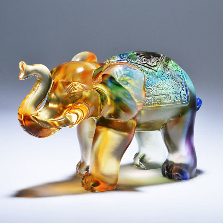 Handgefertigtes Liuli Kristall-Elefant-Kunststück, Weisheit, Reichtum, Heimdekoration