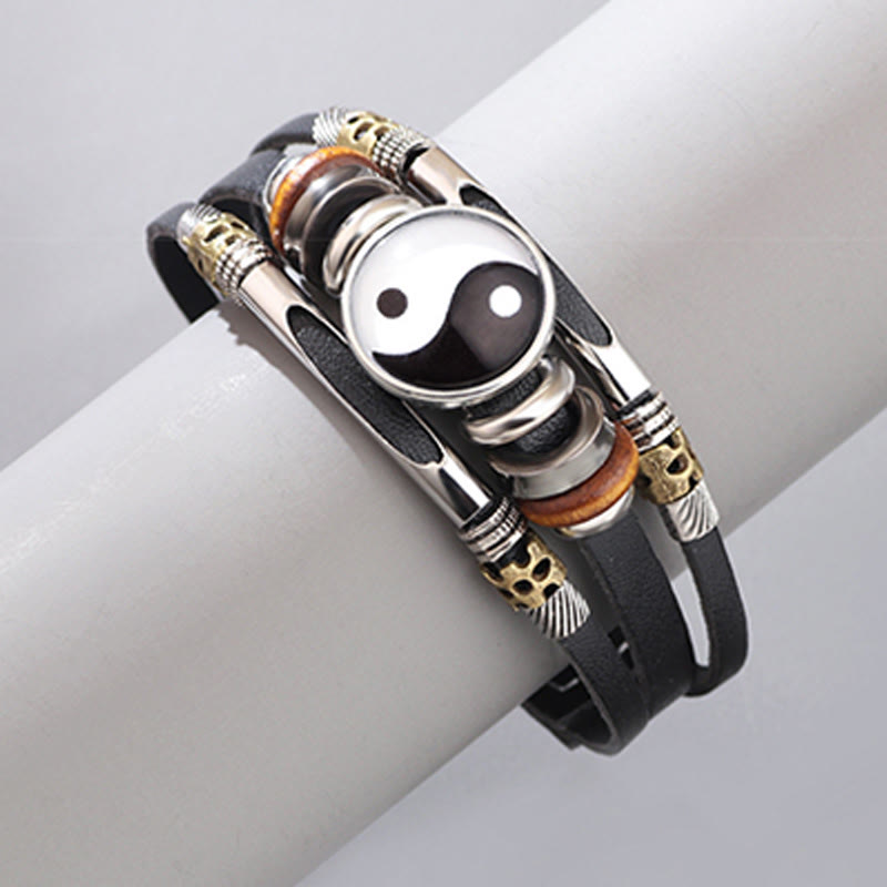 Buddha Stones Yin Yang Leder-Balance-Armband