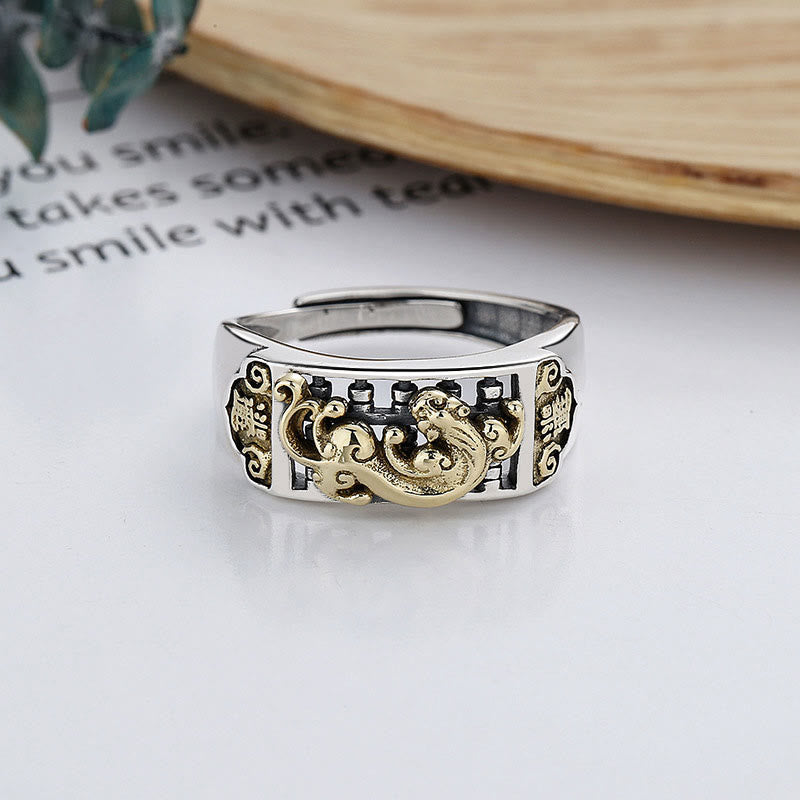 925 Sterling Silber PiXiu Luck Wealth Verstellbarer Ring