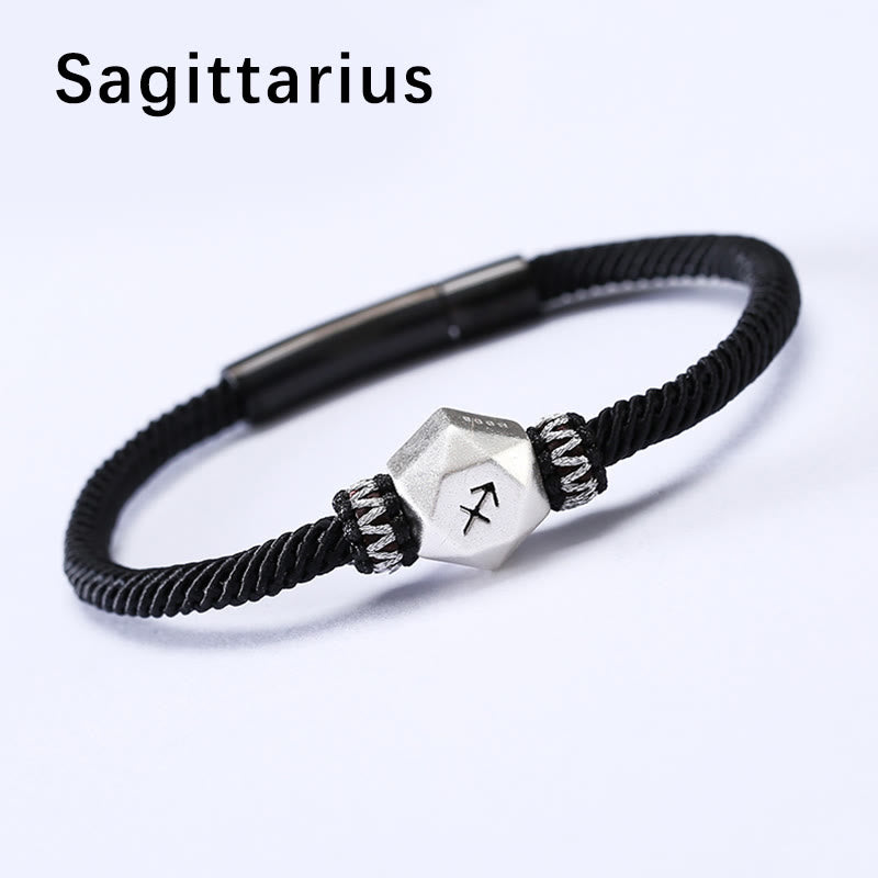 Buddha Stones 999 Sterling Silber 12 Sternbilder des Tierkreises Schutz Handgefertigtes Schnurarmband