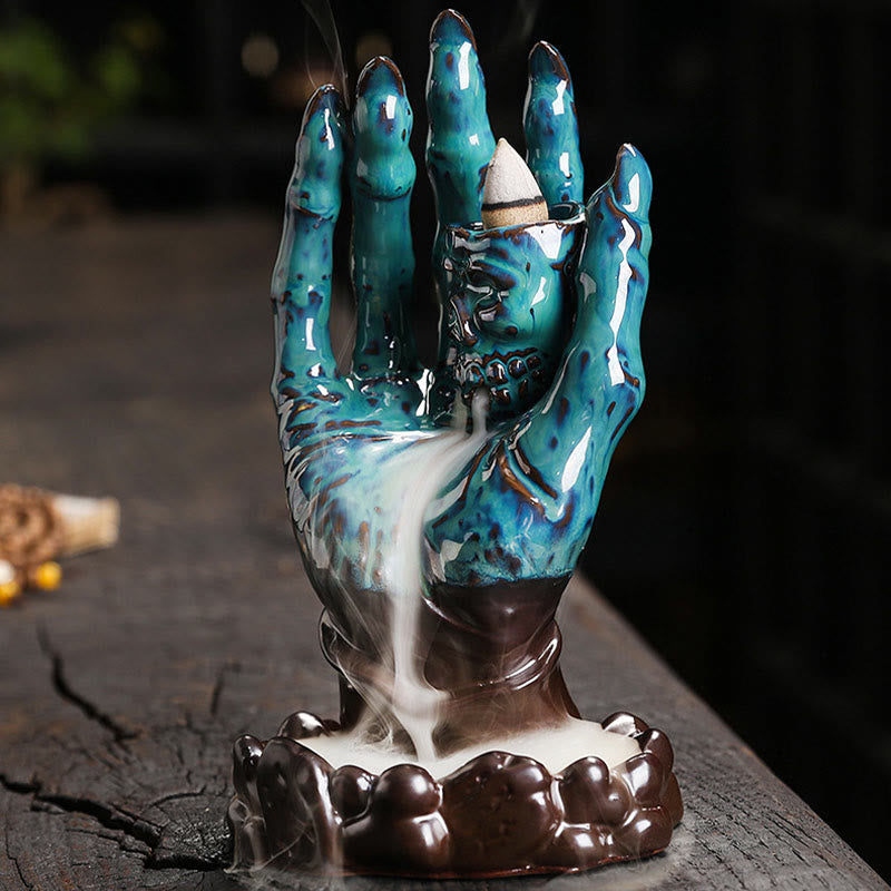 Buddha Stones Halloween Geist Hand Schädel Kopf Keramik Frieden Heilung Räuchergefäß Dekoration