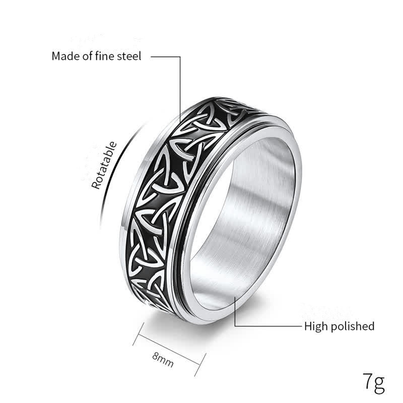 Buddha Stones Dreieck Knoten Triquetra Titan Stahl ruhig drehbarer Ring