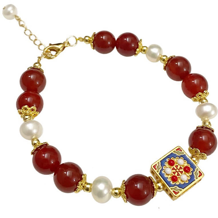 Buddha Stones Rotes Achatperlen-Selbstakzeptanz-Armband