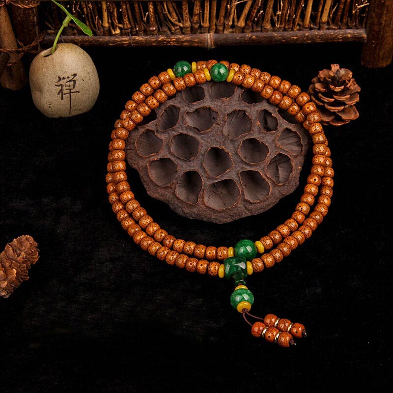 Buddha Stones 108 Perlen Mala Bodhi Seed Jade Harmony Armband