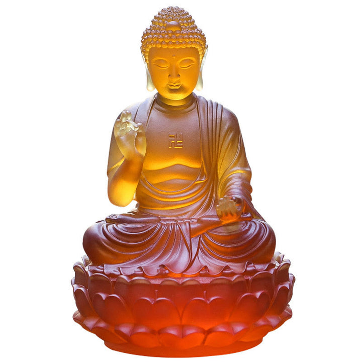 Buddha Stones, handgefertigt, Sakyamuni-Buddha-Liuli-Kristall, Kunstwerk, Mitgefühl, Statue, Heimbüro, als Dekoration