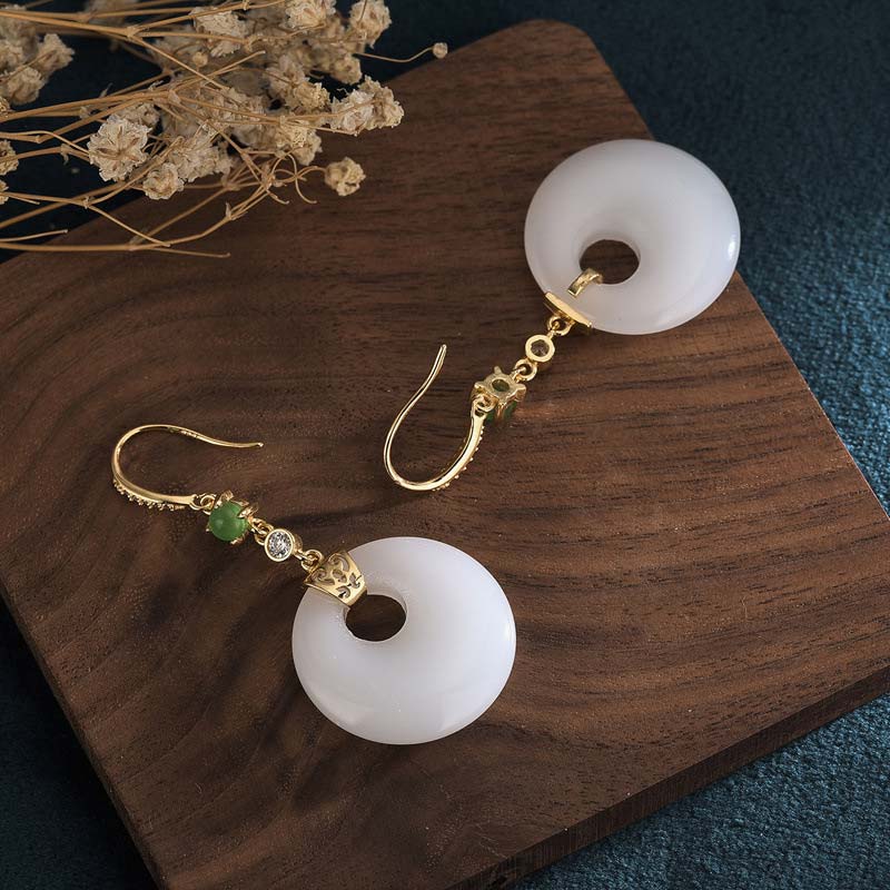 FengShui Weiß Jade-Segen-Tropfenohrringe