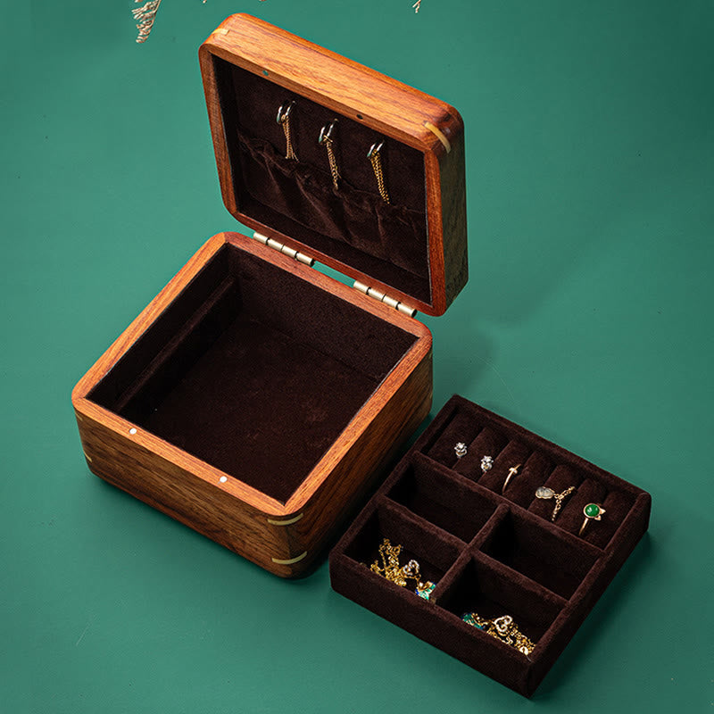 Antike Blumenblatt handgemachte Palisander Schmuck Aufbewahrungsbox Holz Geschenk Organizer Box