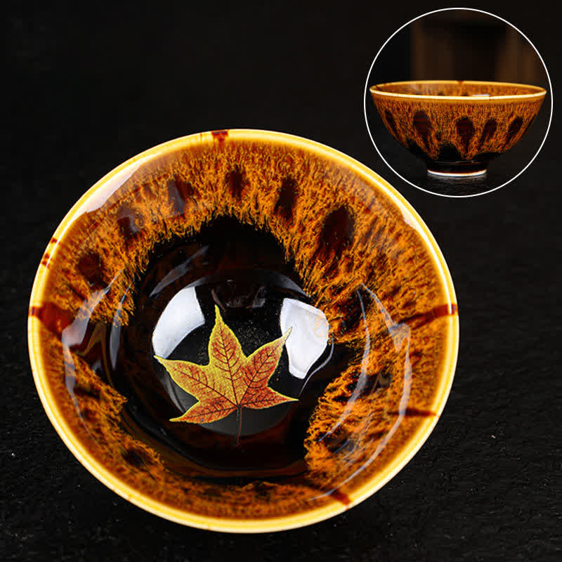 Buddha Stones Maple Leaf Bunte Keramik Teetasse Home Teetassen