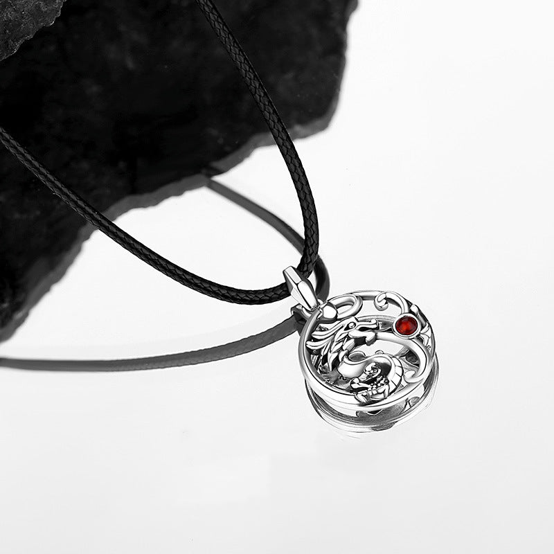 ❗❗❗Ein Blitzverkauf – Buddha Stones 925 Sterling Silber Jahr des Drachen spielender Perlen-Glücksseil-Halskettenanhänger