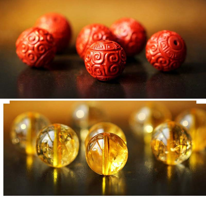 Buddha Stones Chinesisches Sternzeichen Natal Buddha Citrin Zinnober Segensarmband