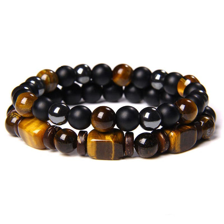 Buddha Stones Tigerauge Frosted Stone Hämatit Courage Armband