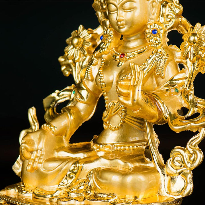 Bodhisattva Weiß Tara Hope Protection vergoldete Statuendekoration
