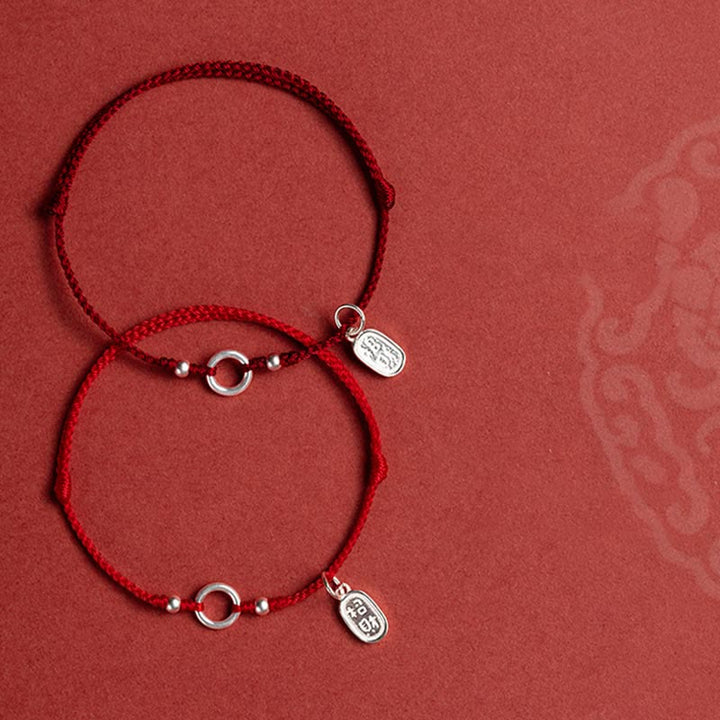 Armband mit Buddha Stonesn, 925er-Sterlingsilber, Glück, Glück, Frieden, Freude, Lotus, Frieden, Schnalle, rote Schnur