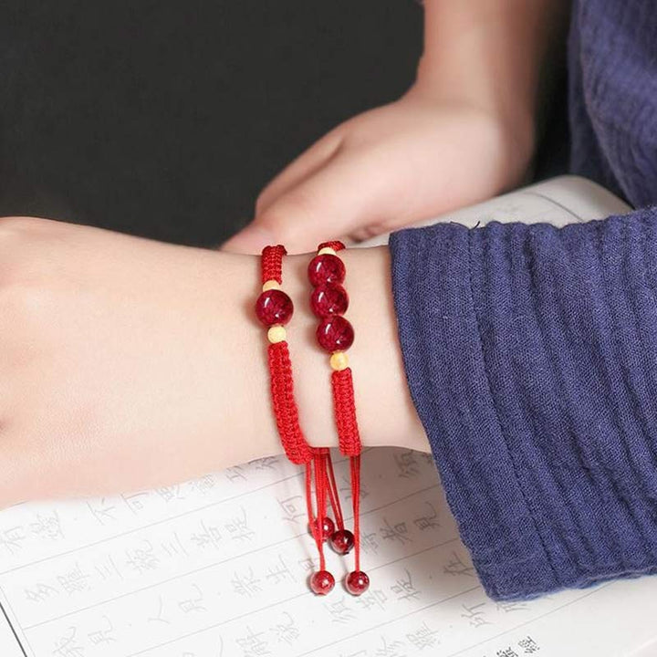 Buddha Stones Cinnabar Blessing Rotes Schnurarmband für Kinder